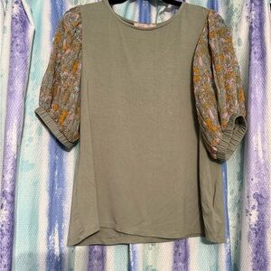 Philosophy Green Boxy Smocked Blouse